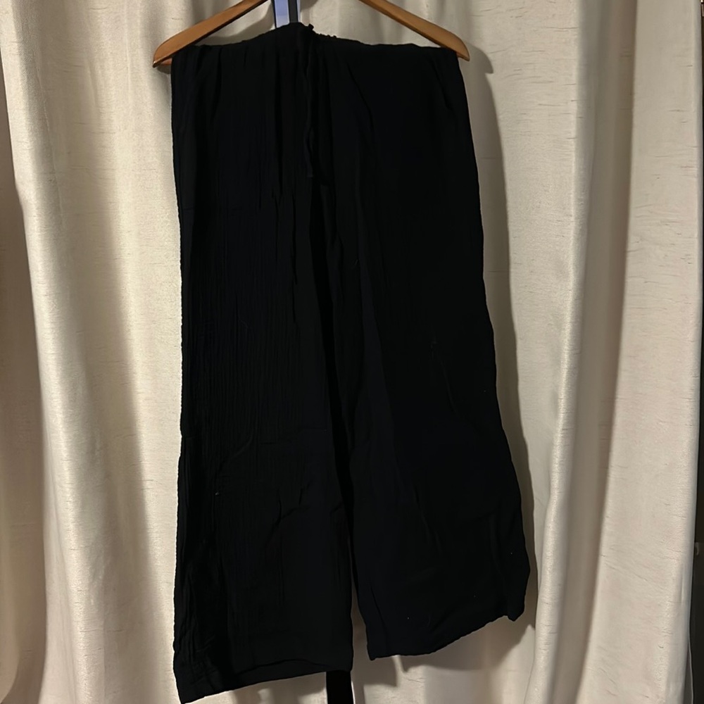 Black Wide Leg Linen Pants